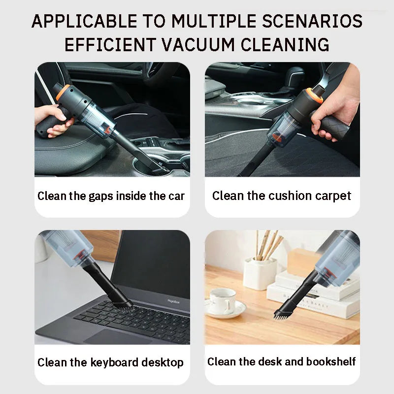 Cordless USB rechargeable, cordless charging, with 3 accessories, car/home/pet handheld vacuum cleaner