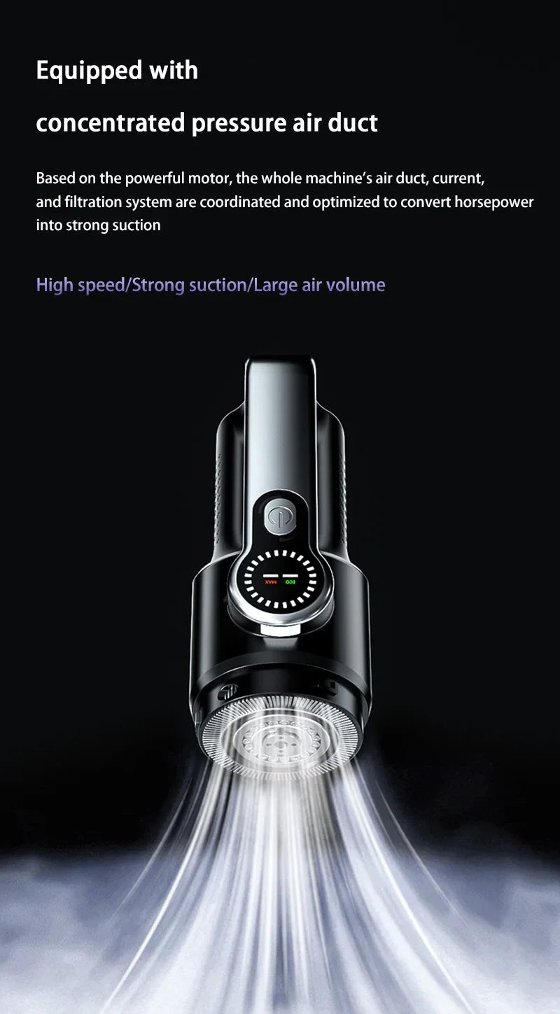 Cordless Car Vacuum Cleaner Handheld, High Power Wet Dry Portable Vacuum Blower with One-Key Dust Emptying for Car Home Cleaning