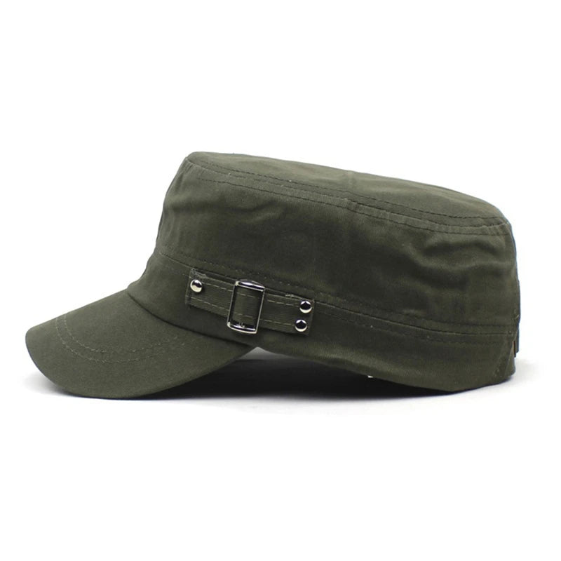 Hat Men Version Tide Solid Color Flat Baseball Caps Cotton Blend Cap Men Side Button Duck Tongue Hat Sunscreen Sports Hat