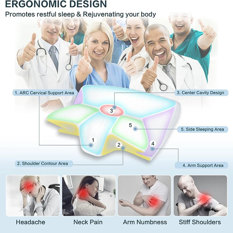 Memory Foam Cervical Pillow — 2-in-1 Ergonomic Neck Support Pillow
