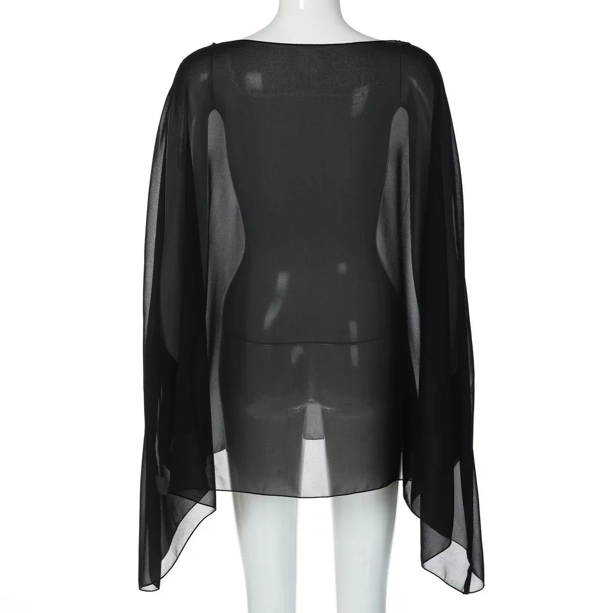 Women's Chiffon See-through Blouse — Elegant Sexy Night Club Cover-up Top