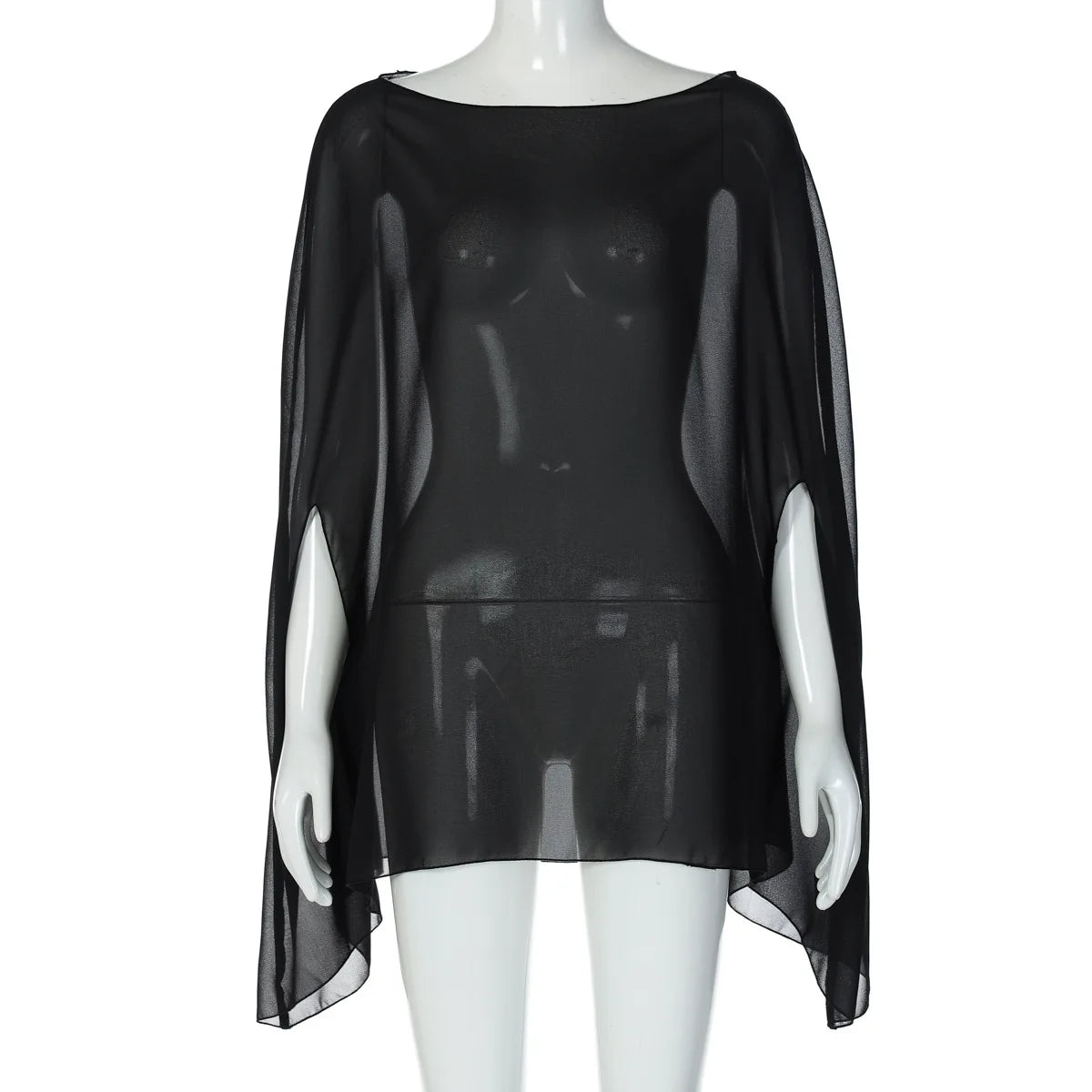 Women's Chiffon See-through Blouse — Elegant Sexy Night Club Cover-up Top