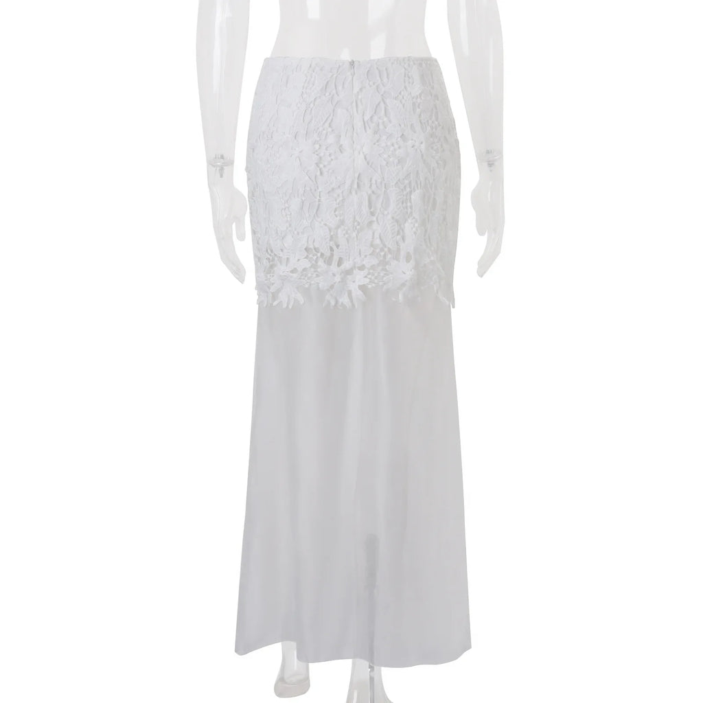 Women's Clothing  Spring New Fashion Temperament Sexy Slim Fit Versatile High Waist Perspective Skirt Long Dress