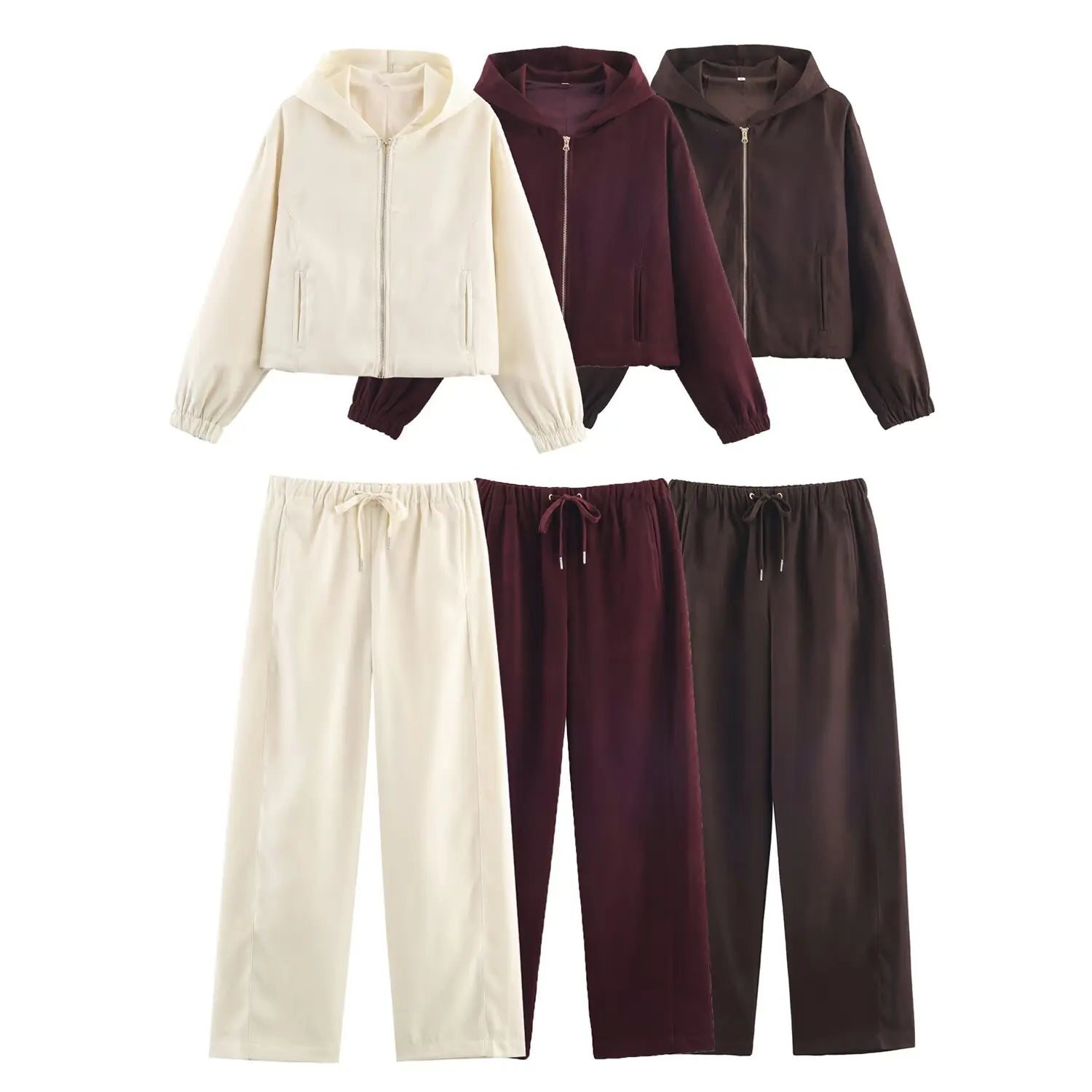Women's High-Waisted Casual Trousers — Solid Colour Fashion Wide Leg Pants
