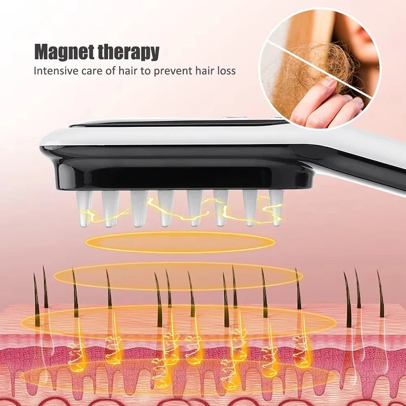 Electric Laser Hair Growth Comb Red Blue Light Magnetic Therapy Head Massage Brush Anti Hair Loss  Hair Treatment Scalp Massager