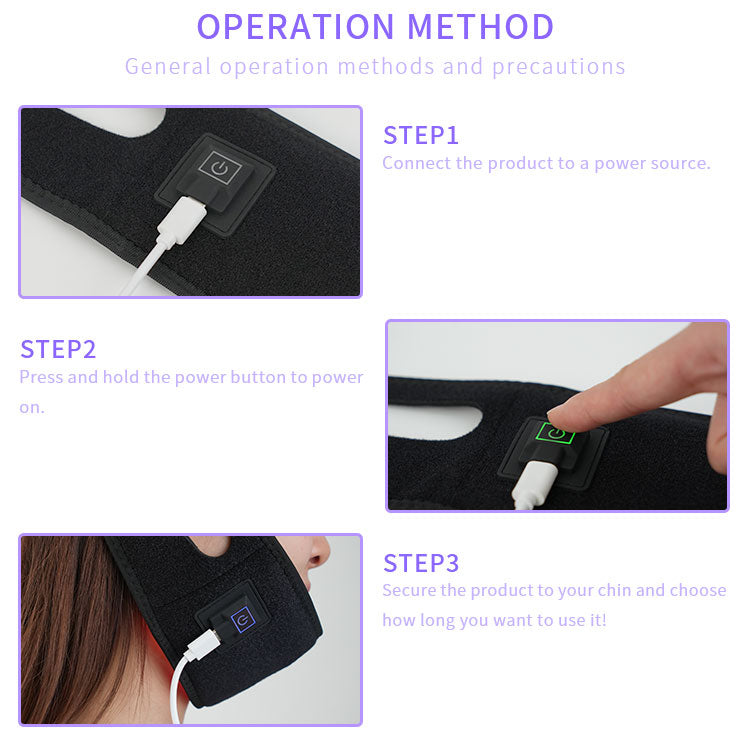 LED Infrared Therapy Chin Strap with V-shaped Face Lift LED Photon Therapy Facial Slimming Pad Wearable Pain Relief Tool Strap